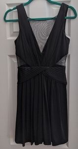 BCBG Low cut illusion neckline black mini dress